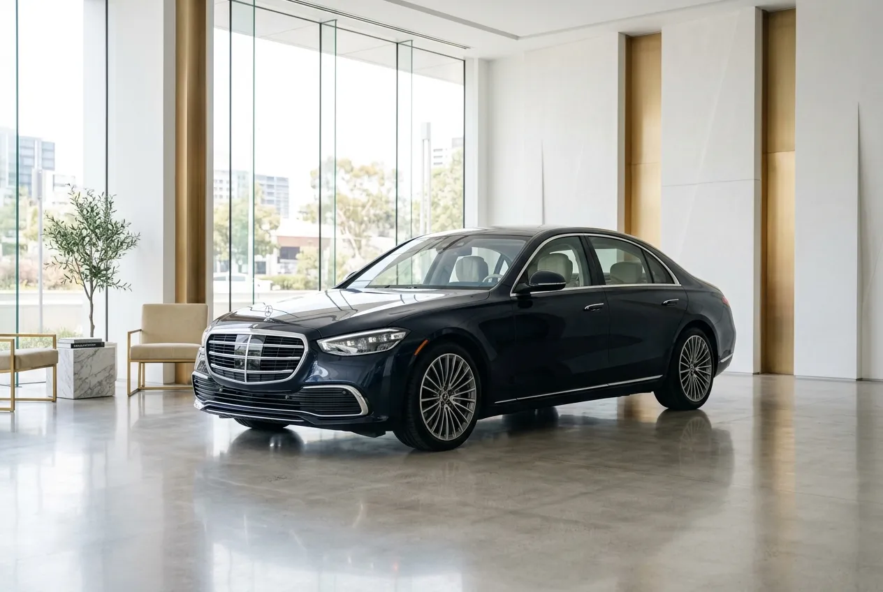 Luxury vehicle in a bright HyperOptix showroom