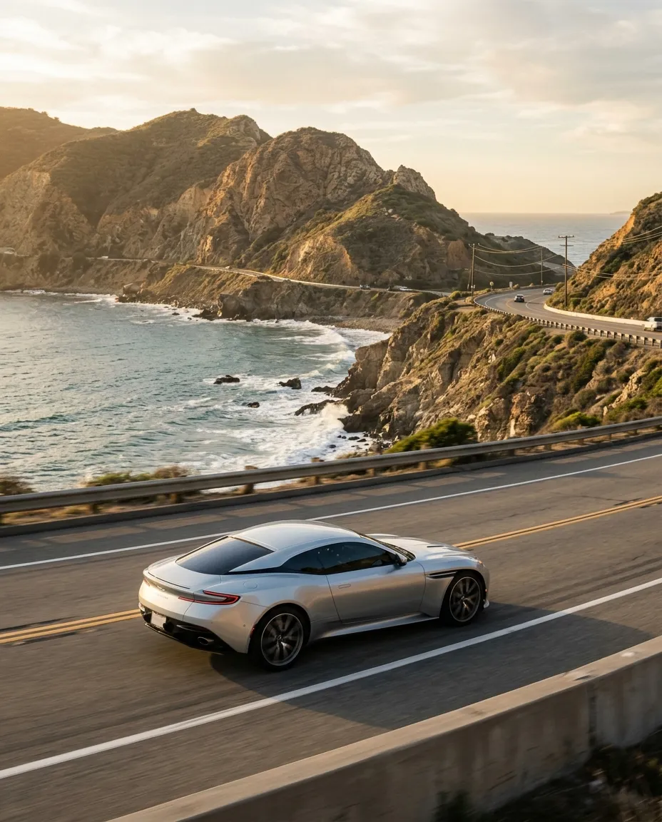 Grand tourer with HyperOptix tint on a coastal road
